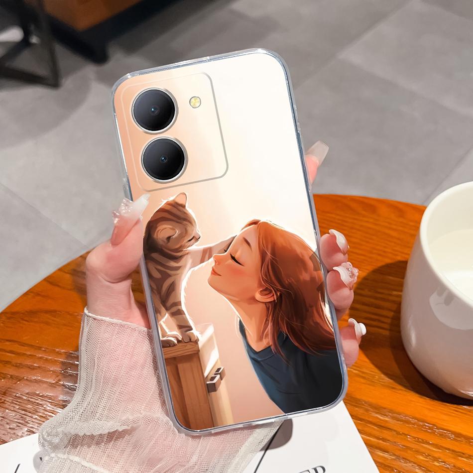 Креативный чехол для Vivo Y36 5G Мягкий прозрачный ТПУ Силикон Модель V2248 Тонкий корпус телефона Ударопрочный Защитная задняя крышка Чехол