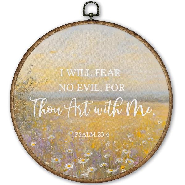 TLESKE Дикие цветы Христианское Писание Господь — Пастырь Мой Круглый Настенный Декор 10x10, Цветочный Библейский Стих Псалом В Рамке Холст Настенные Арт-Принты