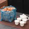 Chinese Style Teacup Drawstring Cloth Pouch Breakage-proof Embroidered Handbag  Storage Bag
