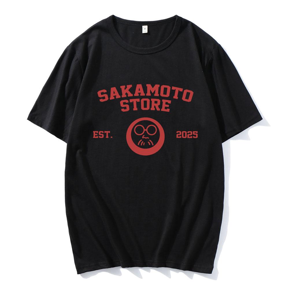 Футболки Sakamoto Store EST 2025 с принтом «Мультяшная манга» и «Дни Сакамото», футболка с коротким рукавом, хлопковая мужская футболка, унисекс, уличная одежда