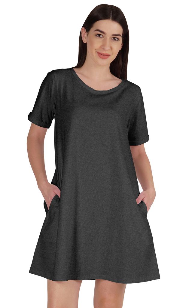 Inkmeso Платье-халат с карманами, летняя хлопковая туника, футболка, платье для женщин