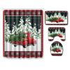 Christmas Shower Curtain Floor Mat Combination Four-Piece Set Bathroom Toilet Carpet Shower Room Mat Foot Mat