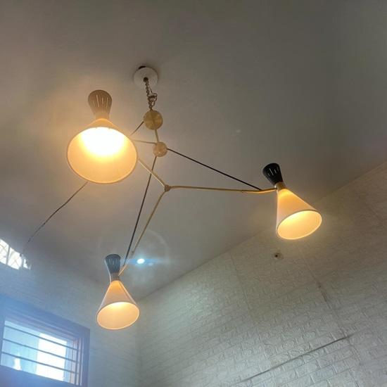 Люстра «Спутник» с тремя рожками и абажурами в стиле середины века, подвесной потолочный светильник для столовой, кухни, гостиной, спальни, уникальный