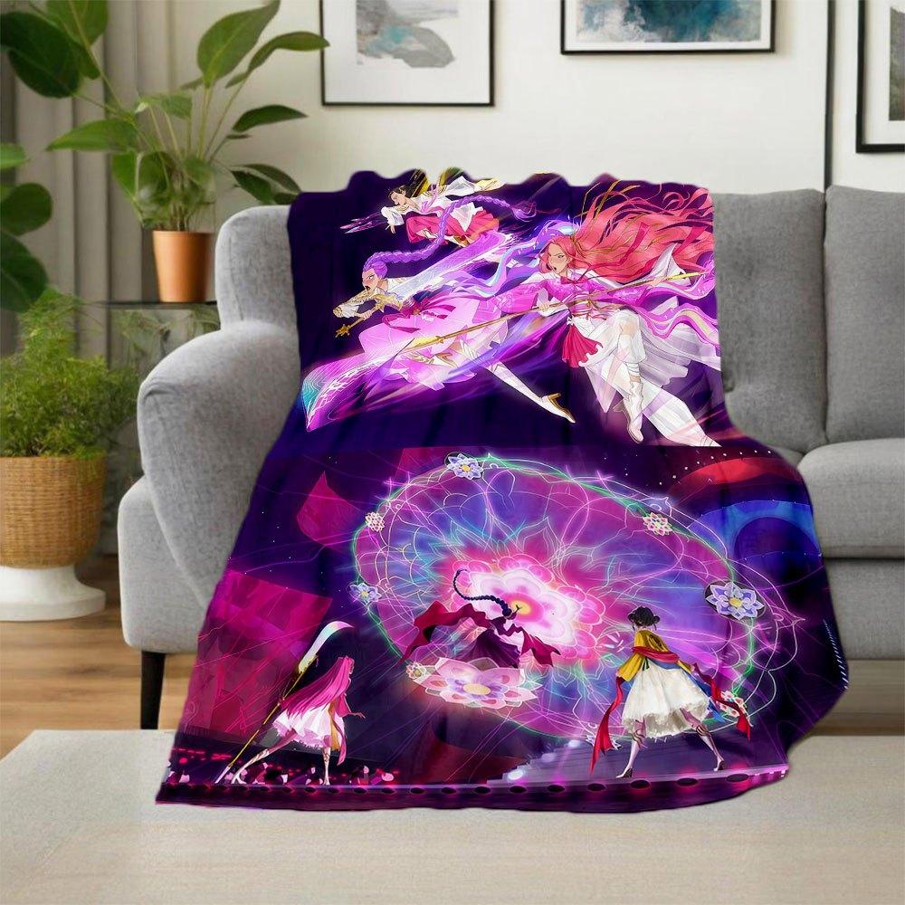 "Fantasy Floral Performance Artwork Poster"Blanket Lightweight Flannel Throw Blanket for Sofa, Bed, Travel, Camping, Livingroom, Office, Cou