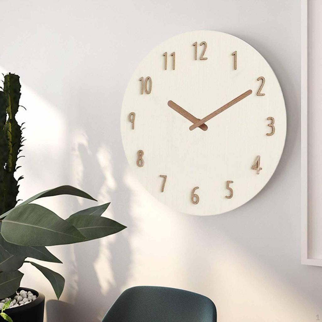 Round Hanging Clock Non Ticking 12inch Silent Movement Wall Watch for Anniversary Dorm Kitchen