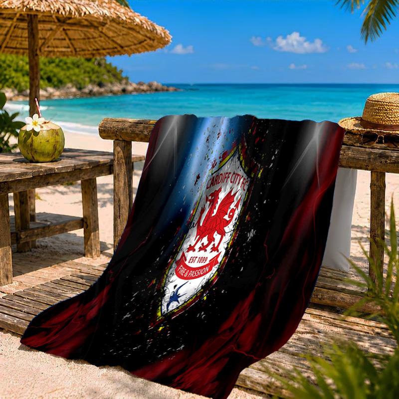 Football Club Cardiff Beach Towel Microfiber Beach Towel, Lightweight and Quick-Dry, for Summer Travel, Swimming Pool Fan Birthday Gift
