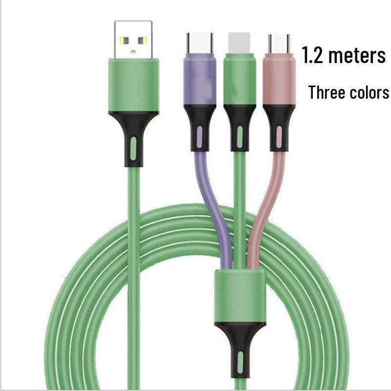 1.2M Многопортовый зарядный кабель из жидкого силикона: Совместим с Apple, Android и TYPE-C.