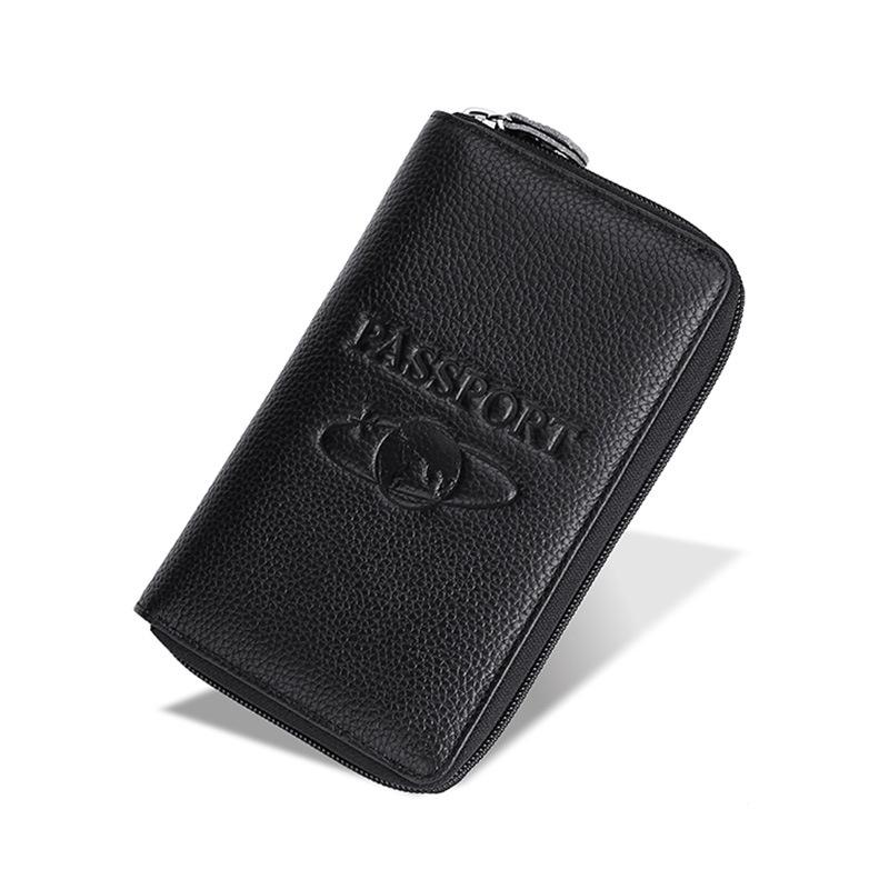Кошелек для паспорта из натуральной кожи с RFID-меткой – держатель удостоверения личности для путешествий с защитой от кражи