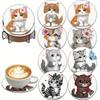 8 Pieces/set of Diamond Painted Cat Patterned Coasters, DIY Coasters with Holder, Suitable for Beginners and Adults, Art and Craft Supplies Gifts
