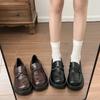 Британские маленькие кожаные туфли осень женские новые женские туфли на платформе с бантом с открытым верхом одинарные туфли