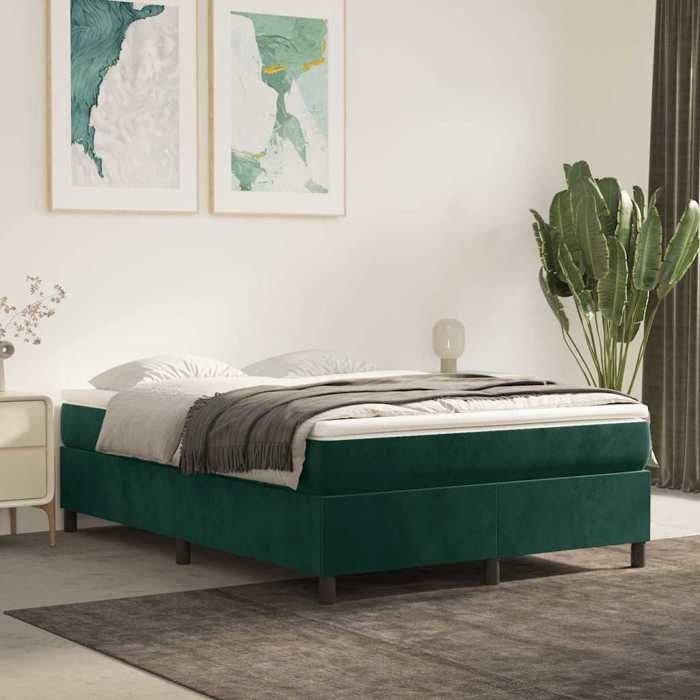 Maison Exclusive - Sommier à lattes de lit et matelas Vert foncé 140x200cm Velours