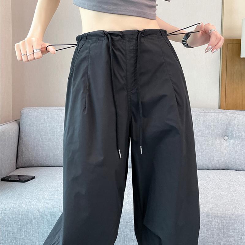 Модные элегантные женские брюки-карго, свободные повседневные быстросохнущие брюки-харлан на шнурке, лето-весна, простые плиссированные брюки 515