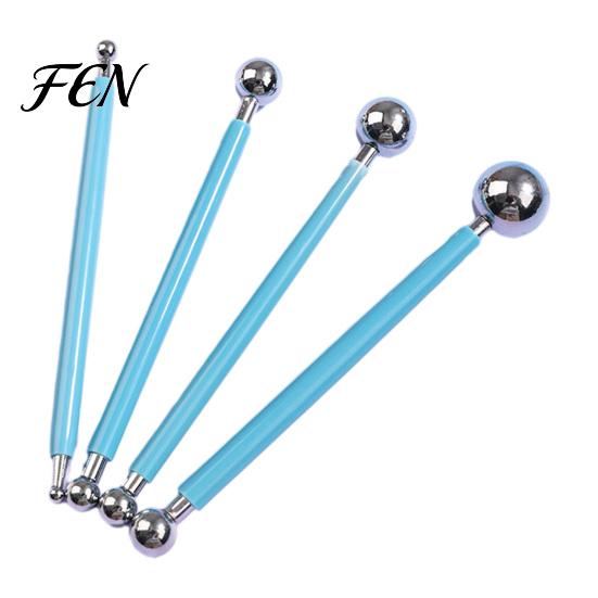 Clay Modeling Tools 4Pcs Polymer Shaping Tool Set, Sculpting Stick with Stainless Pottery Steel Ball, 4 Size DIY Fondant Ball Rods