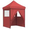 Foldable Pop Up Party Tent with 4 Side Panels Burgundy Red