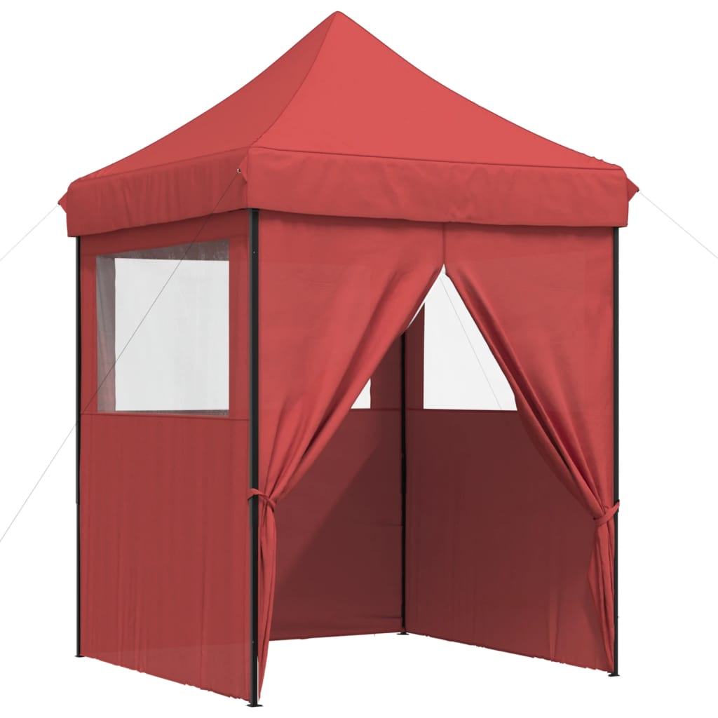Foldable Pop Up Party Tent with 4 Side Panels Burgundy Red