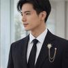 Rhinestone Star Tassel Brooch Tassel Chain Suit Collar Pin Vintage Men Brooch  Gift