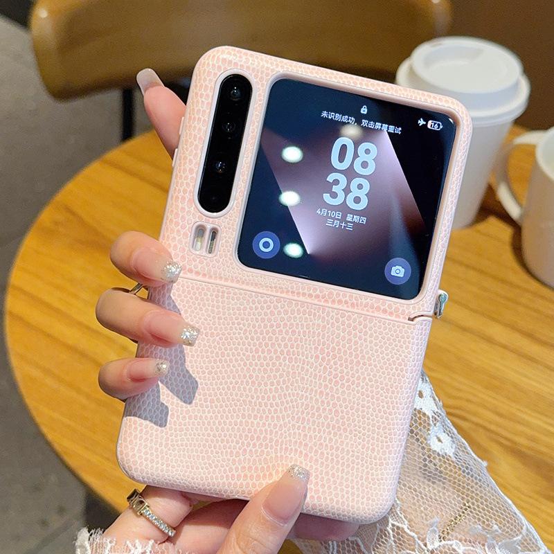 Применимо к чехлу для мобильного телефона Huawei PuraX, складной экран, узор под ящерицу, коллекционное издание purax, защитный чехол-сумка, центральная ось, жемчужная цепочка