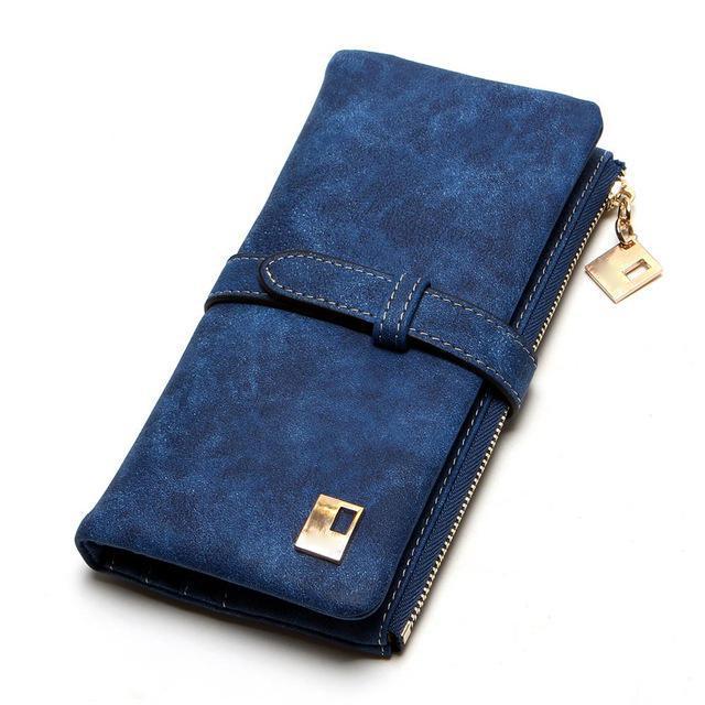 Yogodlns Fashion Women Wallets Nubuck Leather Zipper Wallet Women's Long Design Purse