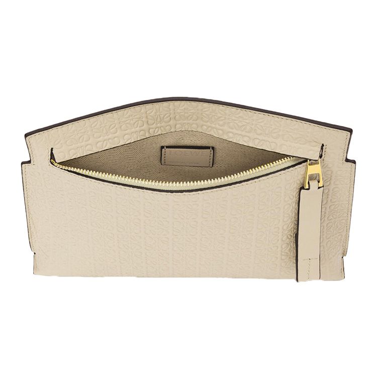 Loewe Клатч-мини без бретелек серии T, тисненый, из гладкой телячьей кожи, женский, цвет Светлый овес C499M38X01-2461