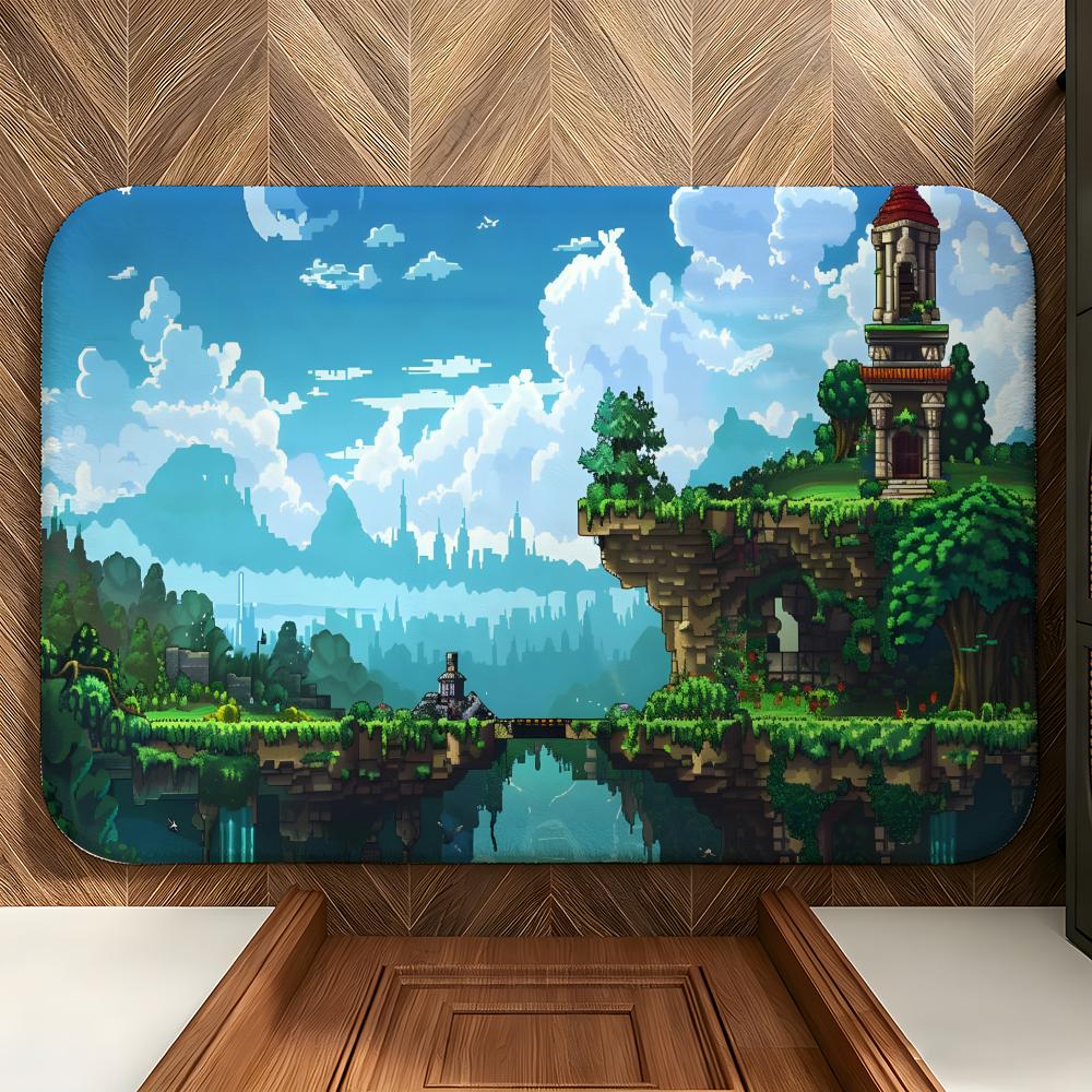 Игровой коврик для пола T-Terraria, мягкий фланелевый коврик для прихожей, нескользящий, впитывающий влагу, коврик для пола в ванную комнату, спальню
