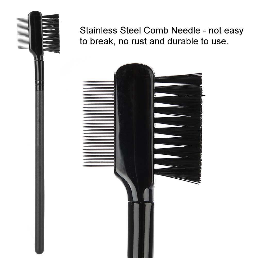 Двойная головка для бровей и ресниц, расческа из нержавеющей стали, игла для расчески из дерева с длинной ручкой