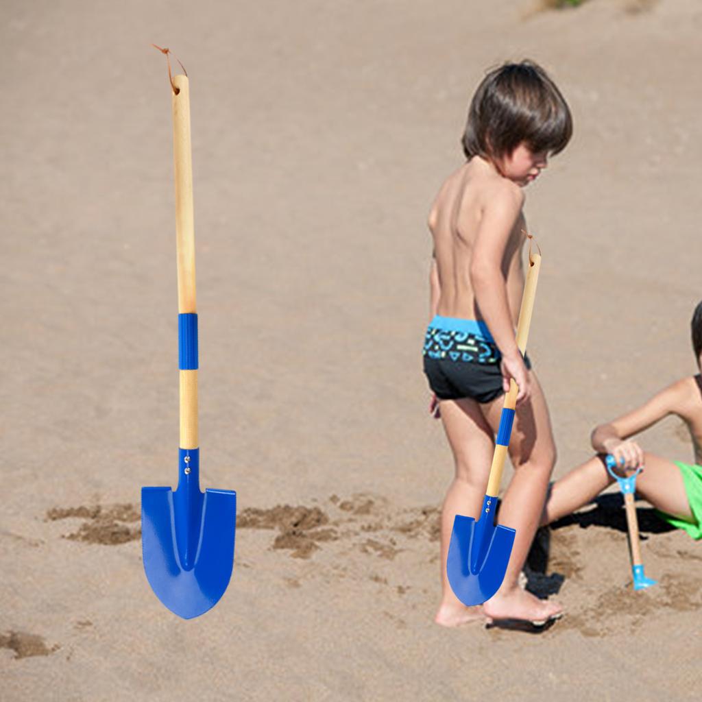 Metal Beach Shovel For Kids Digging 27 Inches Long Toddler Spade Sand Tool Birthday Gifts Baby Sand Toy With Wood Handle