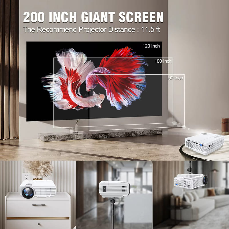 Мощный портативный проектор 4K для домашнего кинотеатра, зеркалирование экрана смартфона, двойной WiFi 5G Bluetooth HD 1080P видеопроектор