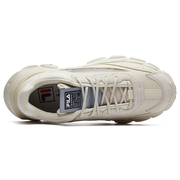 Fila Smasher Ткань Двухслойная Коровья кожа Удобные Универсальные Низкие Кроссовки Папины Кроссовки Женские кроссовки Бежевый F12W134144FAN