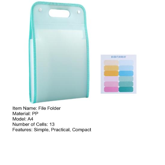 A4 Expanding File Folder with 13 Pockets Handheld Accordion Organizer Clear Cover Portable Document Holder for Students Office Use