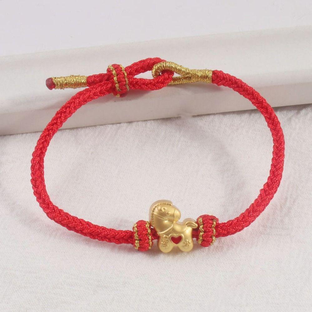 Blessing Horse Bead Bracelet Chinese Style Red Rope Bracelet Lucky Pony Fortune Bracelet  Girls