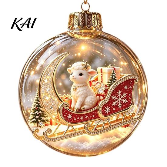 Decorative Hanging Balls Glowing Christmas Story Ornament, Light?Up Mini Holiday Scene Ball with Warm Living Room Ornaments LED Light, Clear Plastic