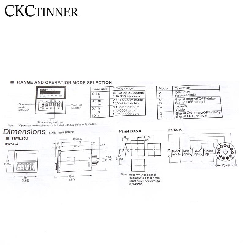H3CA-8 Time relay delay timer 0.1S-9990hPin Timer industrial household Digital solid state timer3