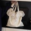 Korean Floral Canvas Tote Bag 2025 Summer New Large-capacity Pleated Cloud Bag Women's Fashion Shoulder Bag