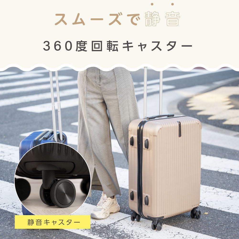 M Carry Large Carry for Double 360 Degree TSA Zipper [AM Aomoid] Suitcase, Size, Case, Capacity, Bag, Large, Ultra-lightweight, 60L, 4-7 Days,