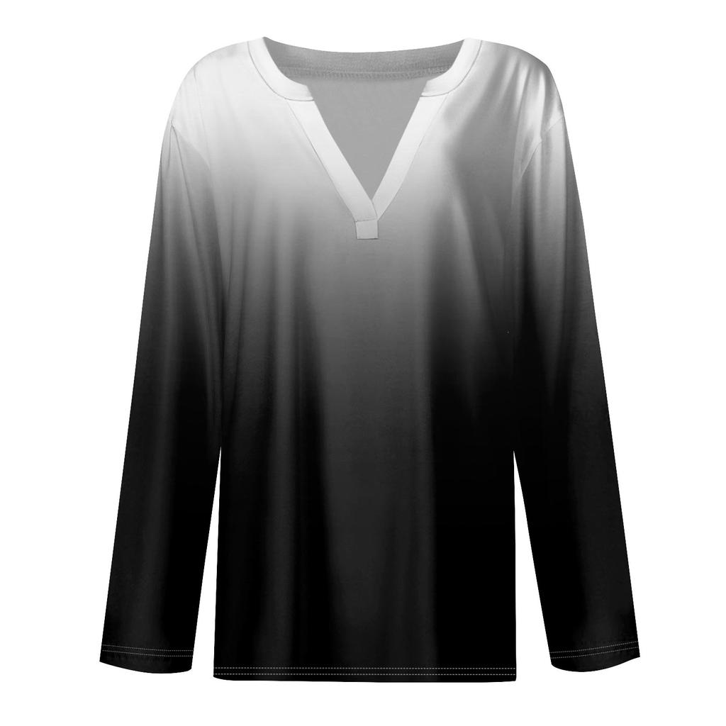 Women's T Shirt Tee Printed Long Sleeve Daily Weekend Fashion Basic V Neck Regular Top