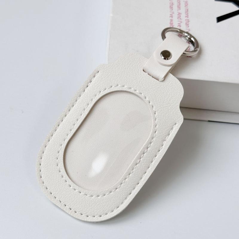 PU Leather ID Badge Holder with Clear Window Detachable Key Ring Anti-fall Card Case for Nurses Students Employees