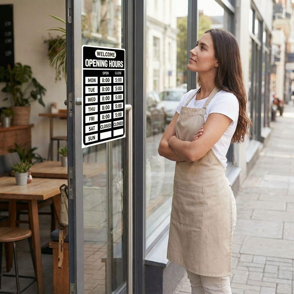 Self-Adhesive Store Opening Signs Decal Sunproof Business Hours Window Decal Cafe Business