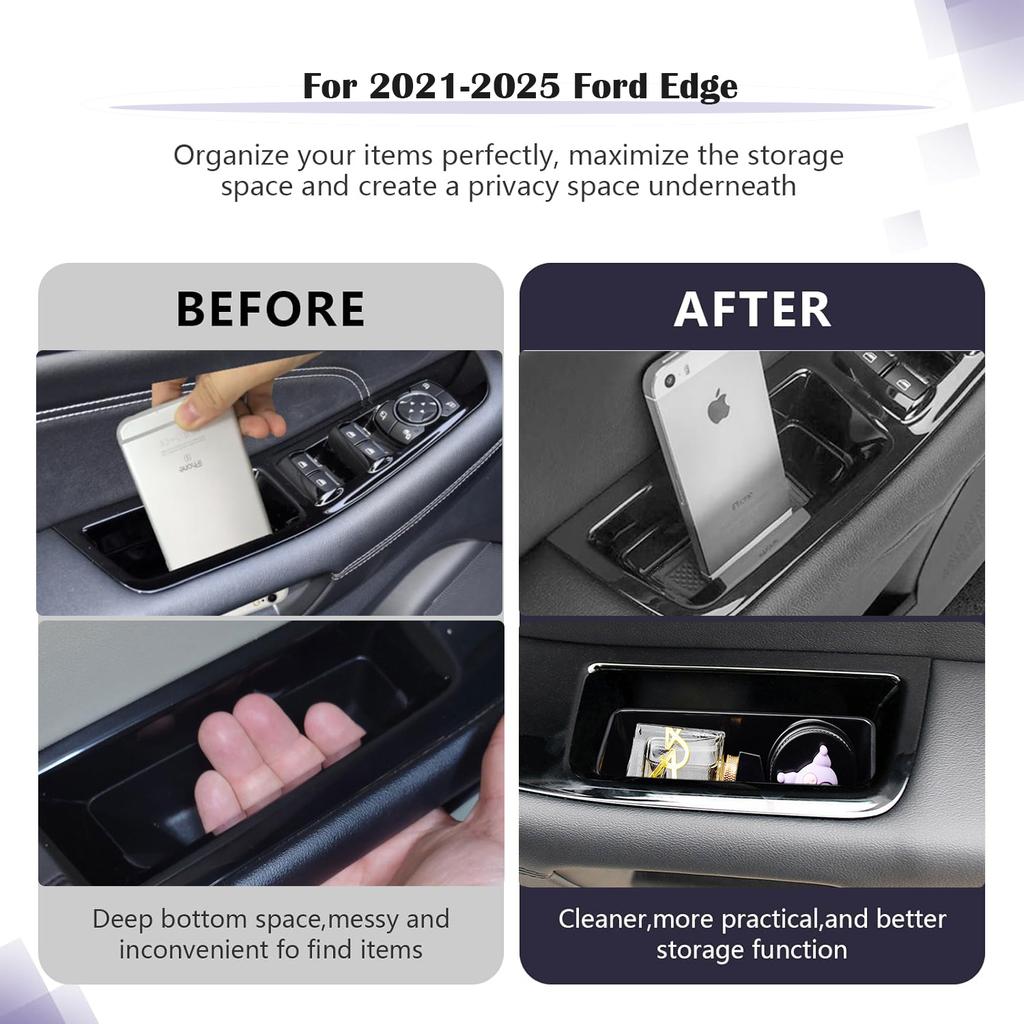 Door Handle Pocket Organizer for Ford Edge 2025 2025 2025 2025 2025 Door Tray Storage Box Phone Container Car Armrest Organizer