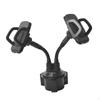 360° Rotatable Cup Holder Phone Mount Flexible Gooseneck for Two Phones Automotive Accessories
