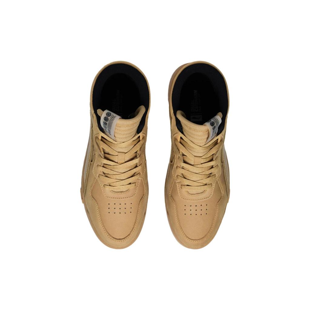 Li Ning Weiwu Mid кожаные нескользящие прочные высокие кроссовки для скейтбординга мужские кроссовки для скейтбординга минерально-желтые AGCS349-1