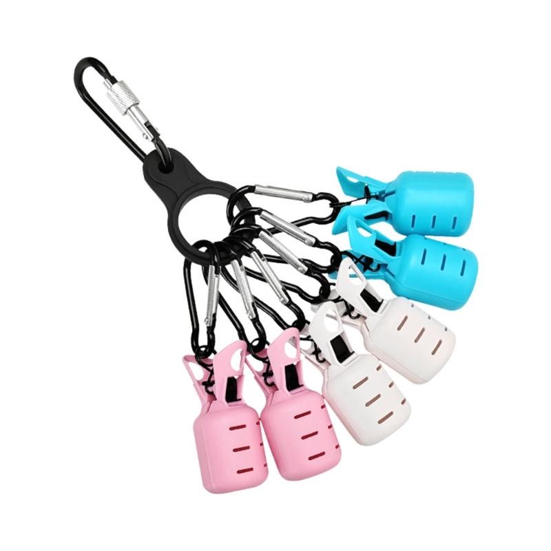 6Pcs Squid Jig Baits Protector Squid Jig Hook Protector Case with Carabiner Fishing Tackle Fishing Accessories