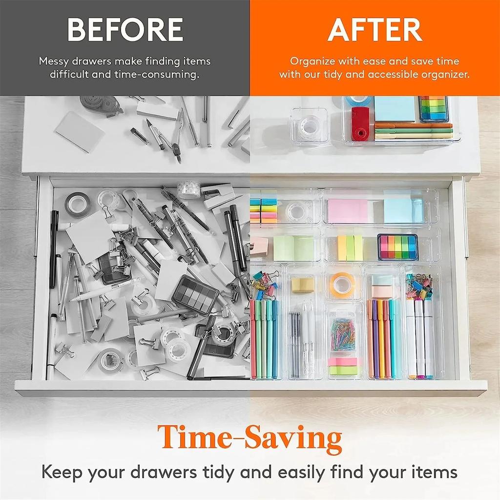 10 шт., набор из 5 пластиковых прозрачных ящиков для хранения вещей, многофункциональный ящик для хранения вещей для ванной комнаты, спальни, рабочего стола