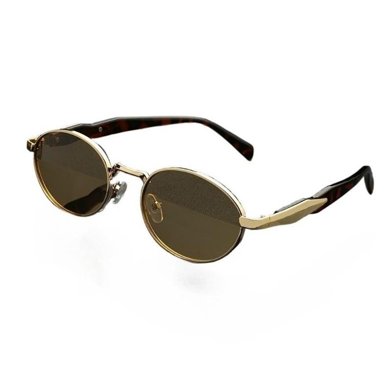 Винтажные очки овальной формы в стиле Y2K, золотая металлическая оправа с черепаховыми акцентами, черные линзы, идеально подходят для повседневных вечеринок