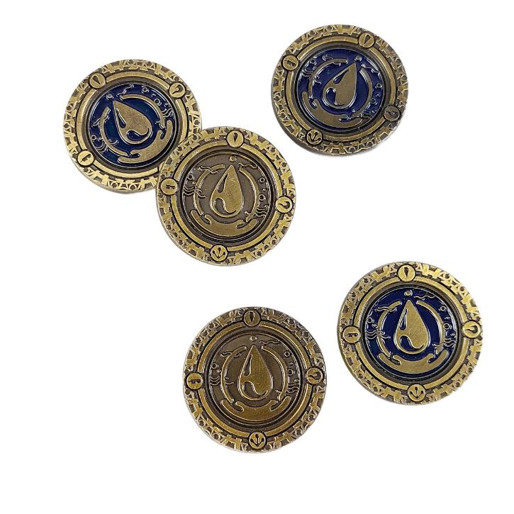 Water Element Gold Metal Coin 1 Piece