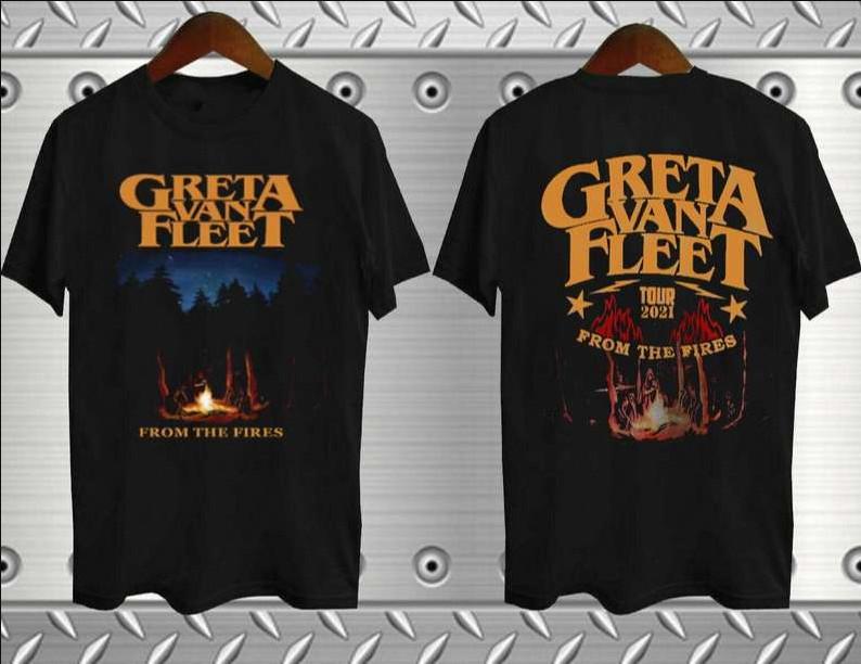 Винтажная футболка Greta Van Fleet 2021 года с тура From The Fires 2021, размеры S-5XL