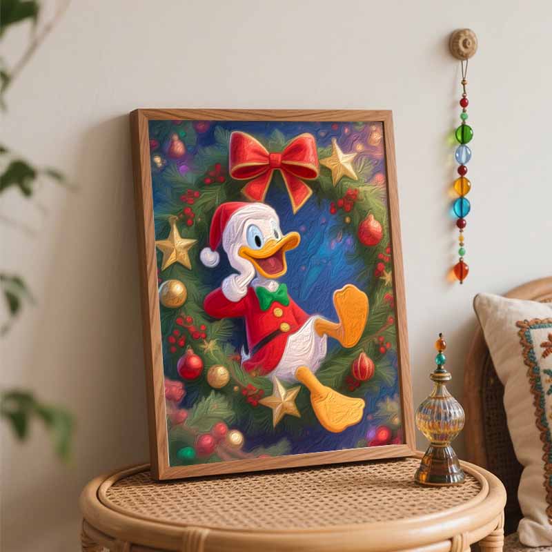 Disney Рождественский венок утка масляная живопись ручная роспись раскраска ручная работа DIY домашний декор подарок