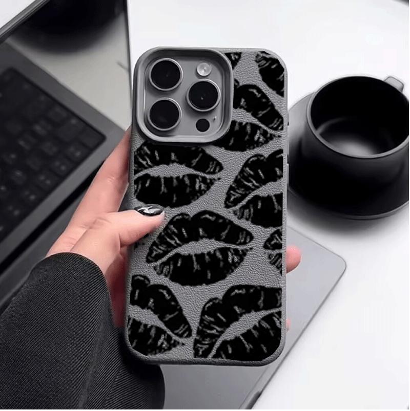 Чехол для телефона Xiaomi Redmi Note 13 14 12 Pro Plus 11 10 11S 10S A5 A3 14C 12C 10C 9C A1 A2 Кожаная текстура Чехол с принтом губ