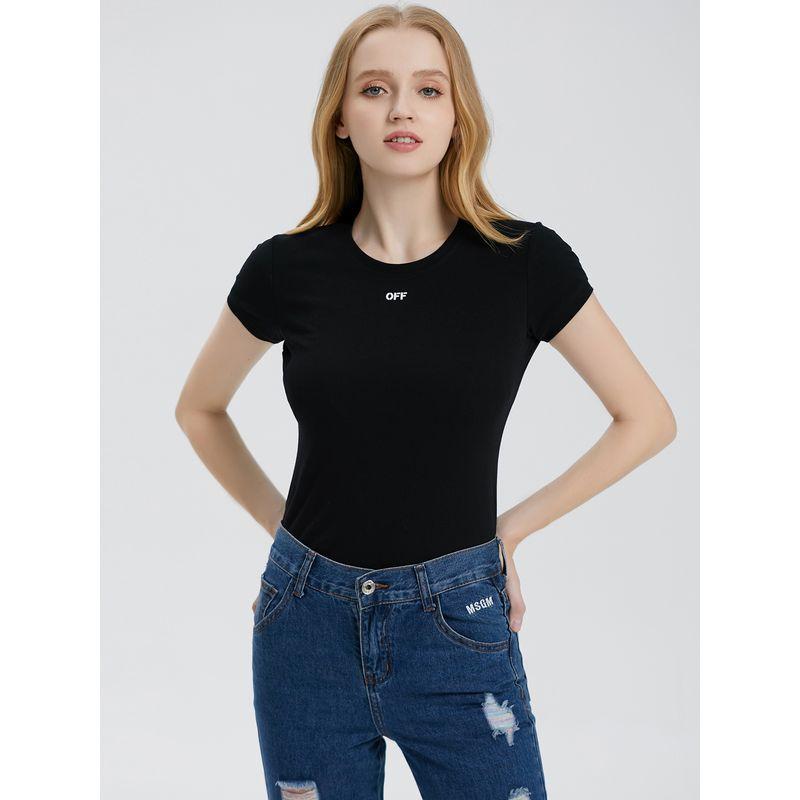 Celebrity Style Fashion Letter Short-Sleeved T-shirt for Women 2025 Summer New Arrival Silm Slimming Cotton T-shirt Undershirt