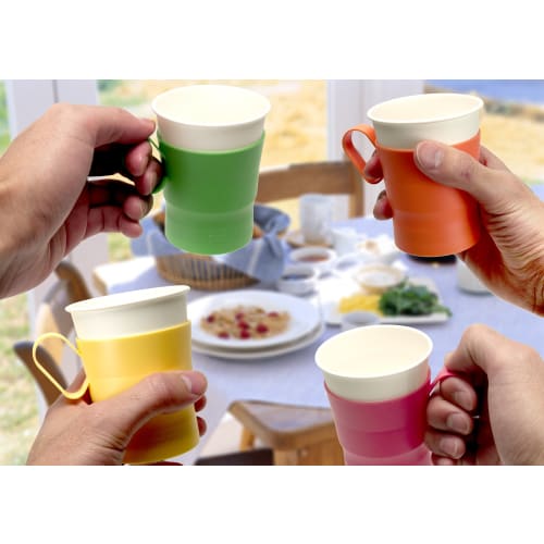 Strix Design Cup Holder, Made in Japan, 4-Piece Set, 4 Colors, Fits 200-270ml (7-9 oz) Paper and Plastic Cups, Hot and Cold, Office Use, MB-201 (x 4)