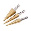 3pcs HSS Titanium Coated Step Drill Bit 4-12 4-20 4-32 Drilling Power Tools  Metal High Speed Steel Wood Hole Cutter Cone Drill